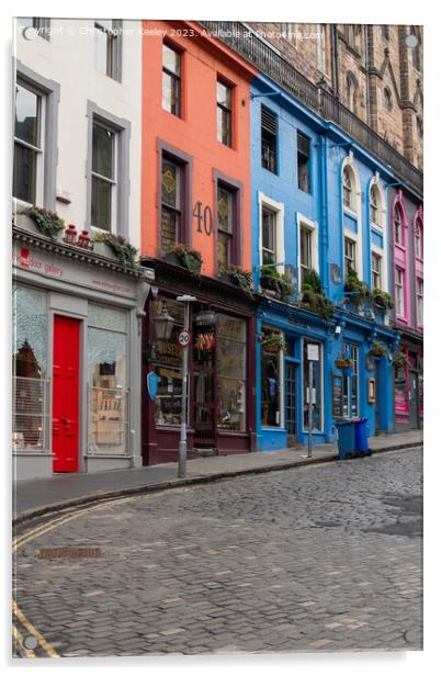 Row of colourful shops on Victoria Street, Edinburgh Acrylic by Christopher Keeley