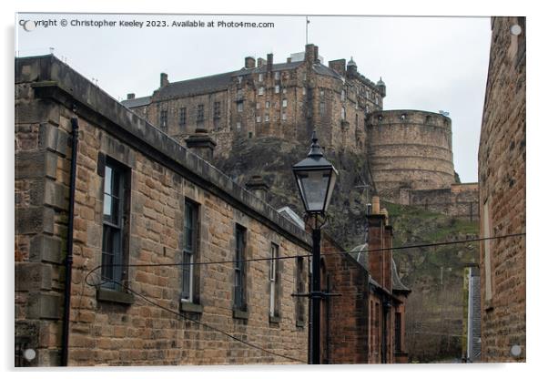 Edinburgh Castle from The Vennel Acrylic by Christopher Keeley