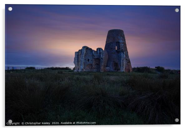 Night time at St Benet's Abbey Acrylic by Christopher Keeley