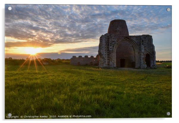 Sunset at St Benet's Abbey Acrylic by Christopher Keeley