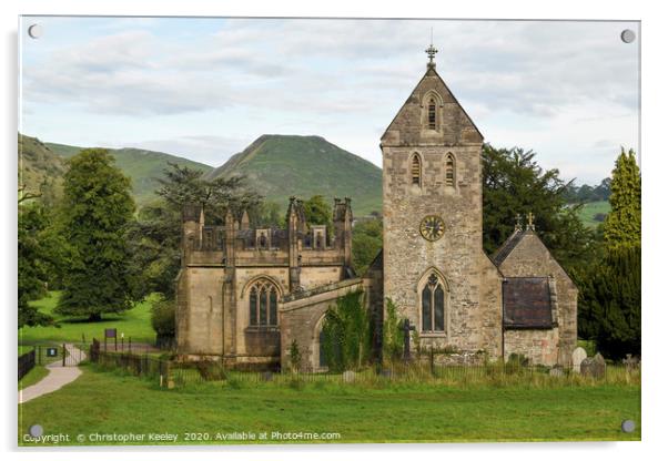 Views of Ilam church and Dovedale Acrylic by Christopher Keeley