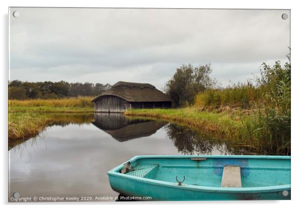 Hickling Broad boat houses Acrylic by Christopher Keeley