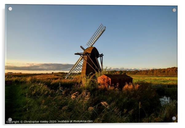 Herringfleet Windmill Acrylic by Christopher Keeley