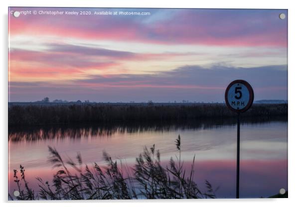 Norfolk broads sunrise Acrylic by Christopher Keeley