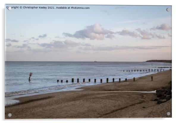 Evening at Gorleston beach Acrylic by Christopher Keeley