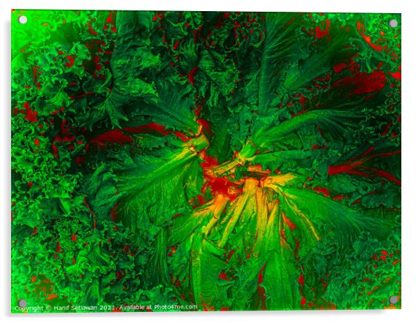Abstract shapes from lettuce leaves, edit digital. Acrylic by Hanif Setiawan