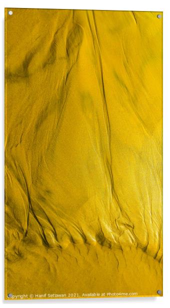 Yellow tide ways or fold mountains in aerial view. Acrylic by Hanif Setiawan