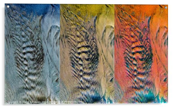 Abstract sediment texture with faces - Triptych Acrylic by Hanif Setiawan