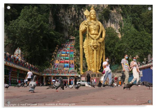 Lord Murugan statue and stairs to the Batu Caves Acrylic by Hanif Setiawan