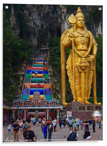 Lord Murugan and stairs at Batu Caves 3 Acrylic by Hanif Setiawan