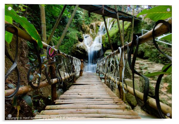 Bamboo bridge to Mudal waterfall Acrylic by Hanif Setiawan