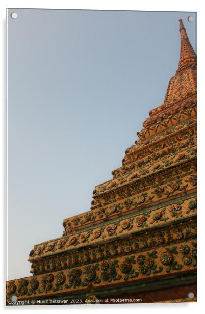 Unique view of a Buddha stupa against clear sky. 2 Acrylic by Hanif Setiawan