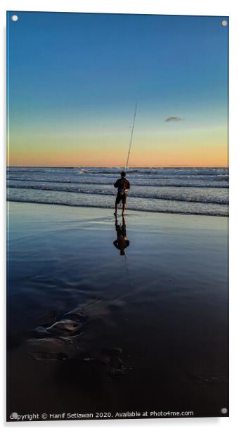 Fisherman beach sunset 2 Acrylic by Hanif Setiawan