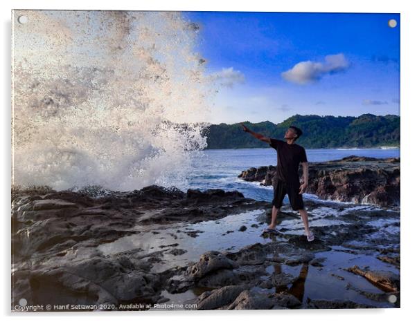 Big wave drops magician Acrylic by Hanif Setiawan
