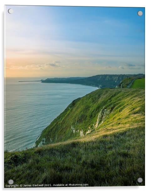 View of Folkestone from Abbots cliff Acrylic by James Eastwell