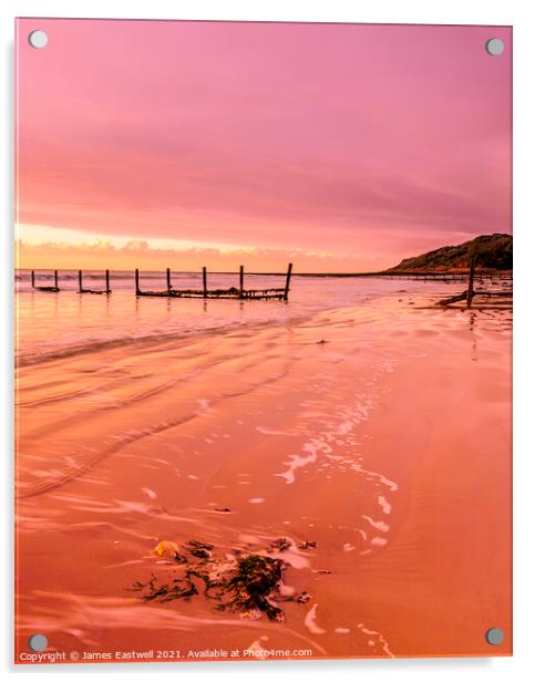 Folkestone Warren, Pink Skies Acrylic by James Eastwell