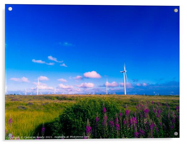 Outdoor field with wind farms  Acrylic by Paddy 