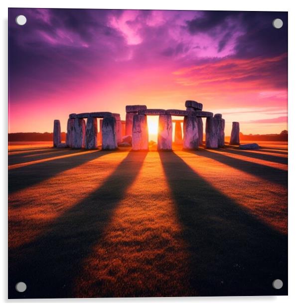Sunset at stonehenge Acrylic by Paddy 