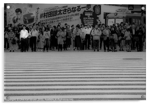 The man in the white shirt. Shibuya crossing Tokyo Acrylic by Clive Karl Wuest