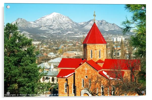 Armenian church in Pyatigorsk Acrylic by Mikhail Pogosov