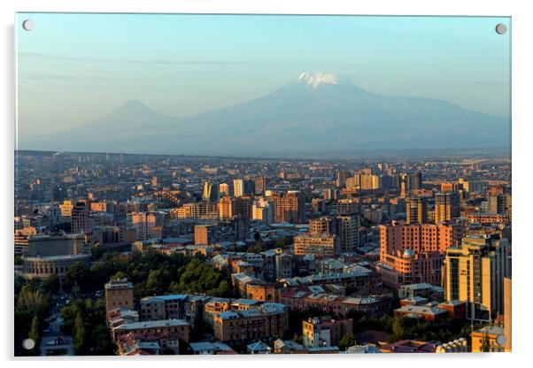 View of mountain Ararat and Yerevan city Acrylic by Mikhail Pogosov