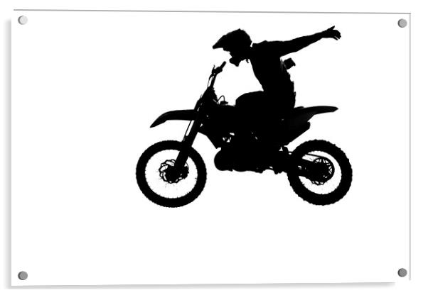 Motorcircle rider silhouette Acrylic by Mikhail Pogosov