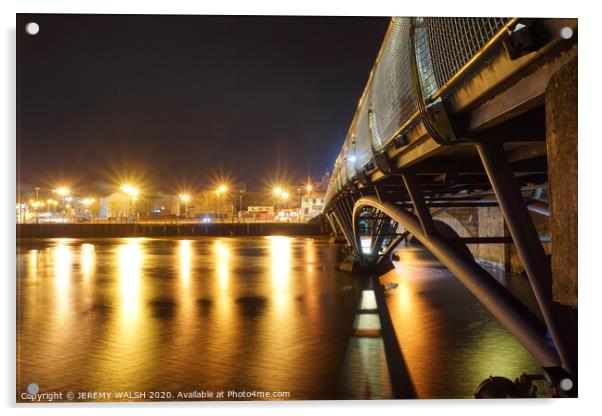  Bann Bridge at night in Coleraine  Acrylic by JEREMY WALSH