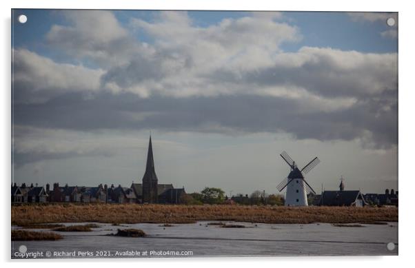 Lytham windmill and St John Church  Acrylic by Richard Perks