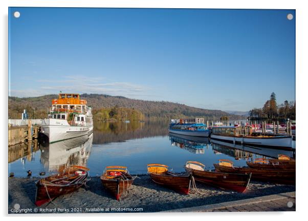 Boats for Hire on Lake Windemere, Bowness Acrylic by Richard Perks