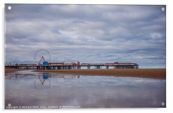Blackpool pier reflections Acrylic by Richard Perks