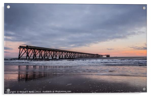 Steetley Pier in reflection Acrylic by Richard Perks