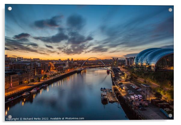 Daybreak over Newcastle Acrylic by Richard Perks