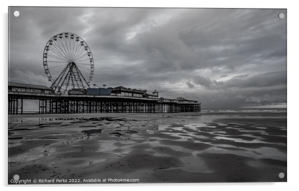 Big Wheel Storm  - Blackpool Pier Acrylic by Richard Perks