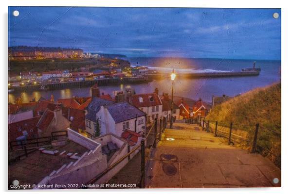 Whitby and the harbour from the 199 steps Acrylic by Richard Perks
