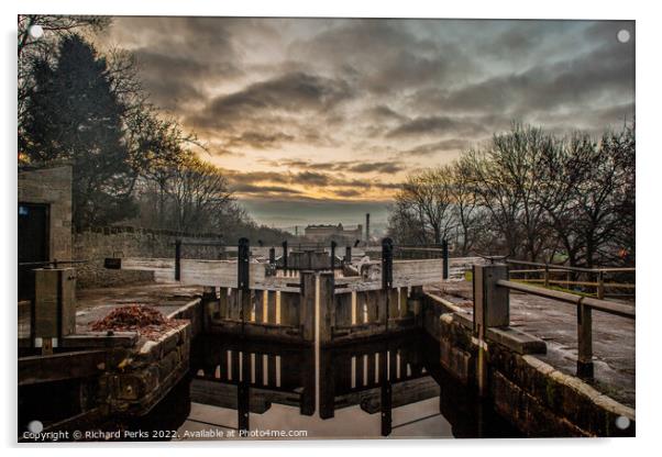 Frosty Mornings at the Bingley Five Rise Lock Acrylic by Richard Perks