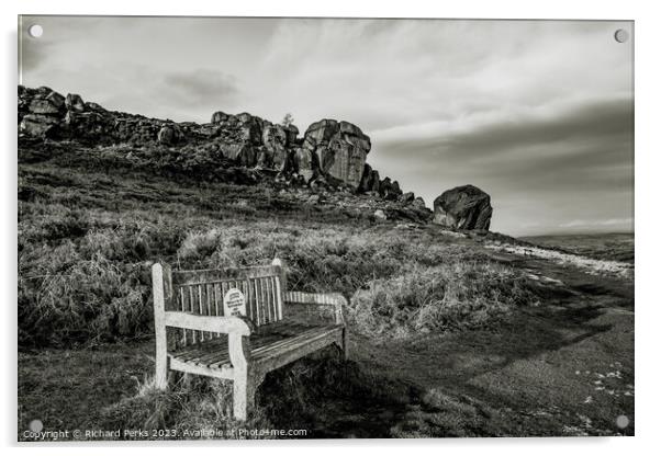 Ilkley Moor Black and White Acrylic by Richard Perks