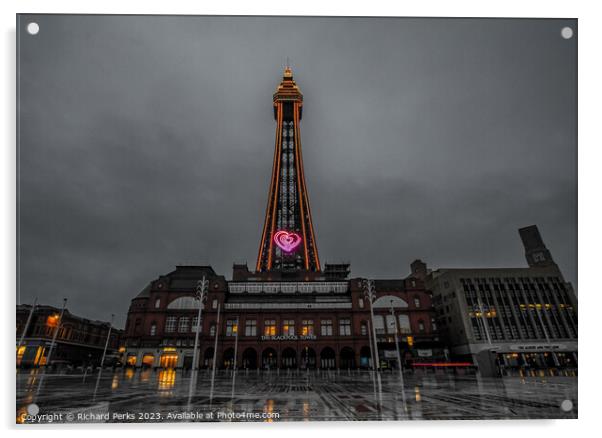 Blackpool Tower Lights Acrylic by Richard Perks