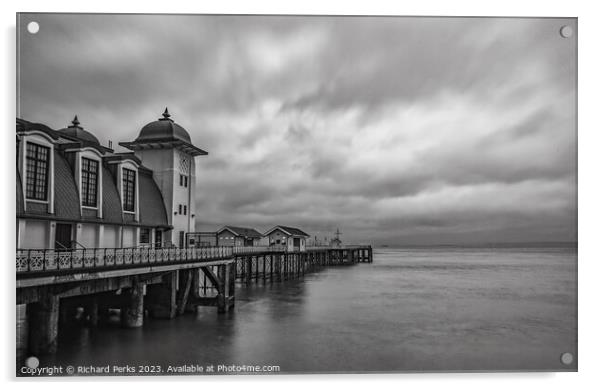 Brooding Skies Over Penarth Pier Acrylic by Richard Perks