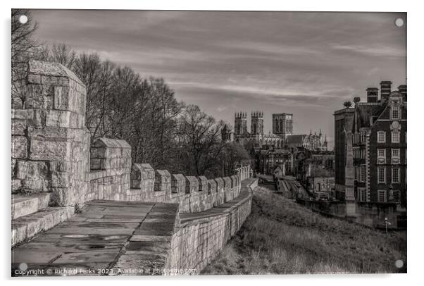 City Walls and York Minster Acrylic by Richard Perks