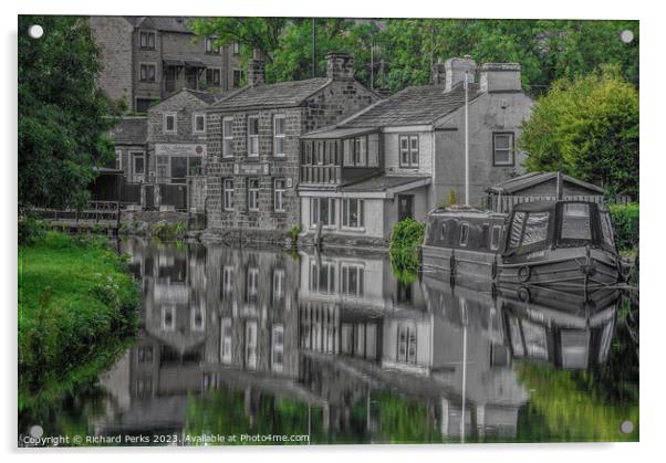 Peaceful Sunday on the canal -Rodley Leeds Acrylic by Richard Perks