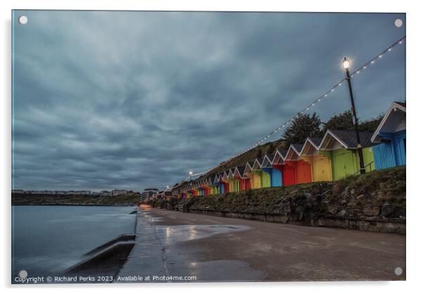 Scarborough Beach Huts  Acrylic by Richard Perks