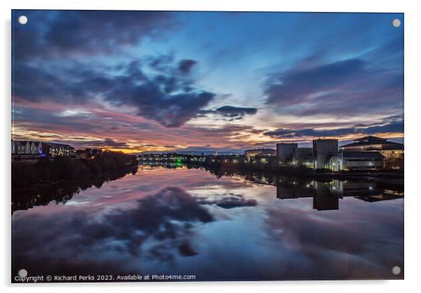 River Tees Sunrise Acrylic by Richard Perks