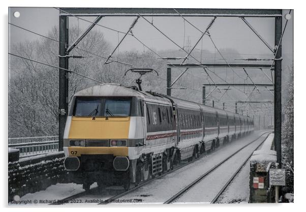LNER heritage Train in the Snow Acrylic by Richard Perks