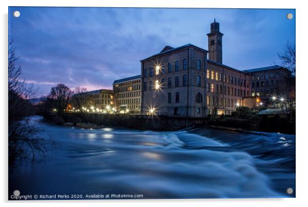 Salts Mill - Daybreak in Saltaire Acrylic by Richard Perks