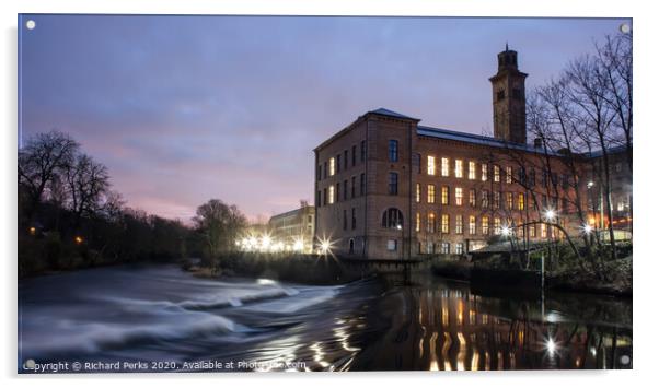 Salts Mill twilight Acrylic by Richard Perks