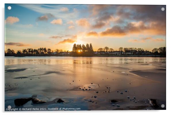 Sunrise over Ice Acrylic by Richard Perks
