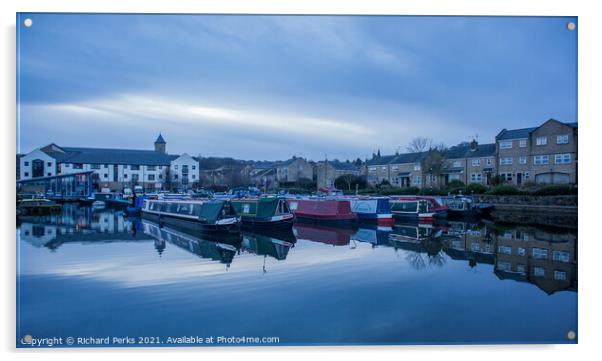 Apperley Bridge Marina in reflection Acrylic by Richard Perks