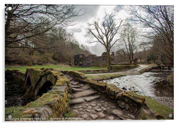 The Enchanting Wycoller Packhorse Bridge Acrylic by Richard Perks