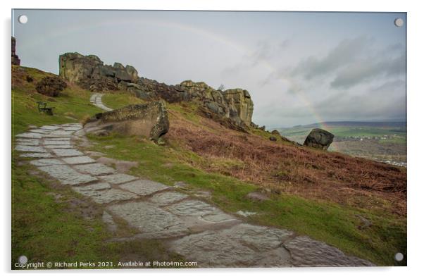 stone path up to Ilkley Moor Acrylic by Richard Perks