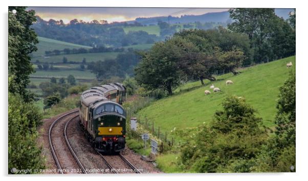 Vintage train in the Yorkshire Dales Acrylic by Richard Perks